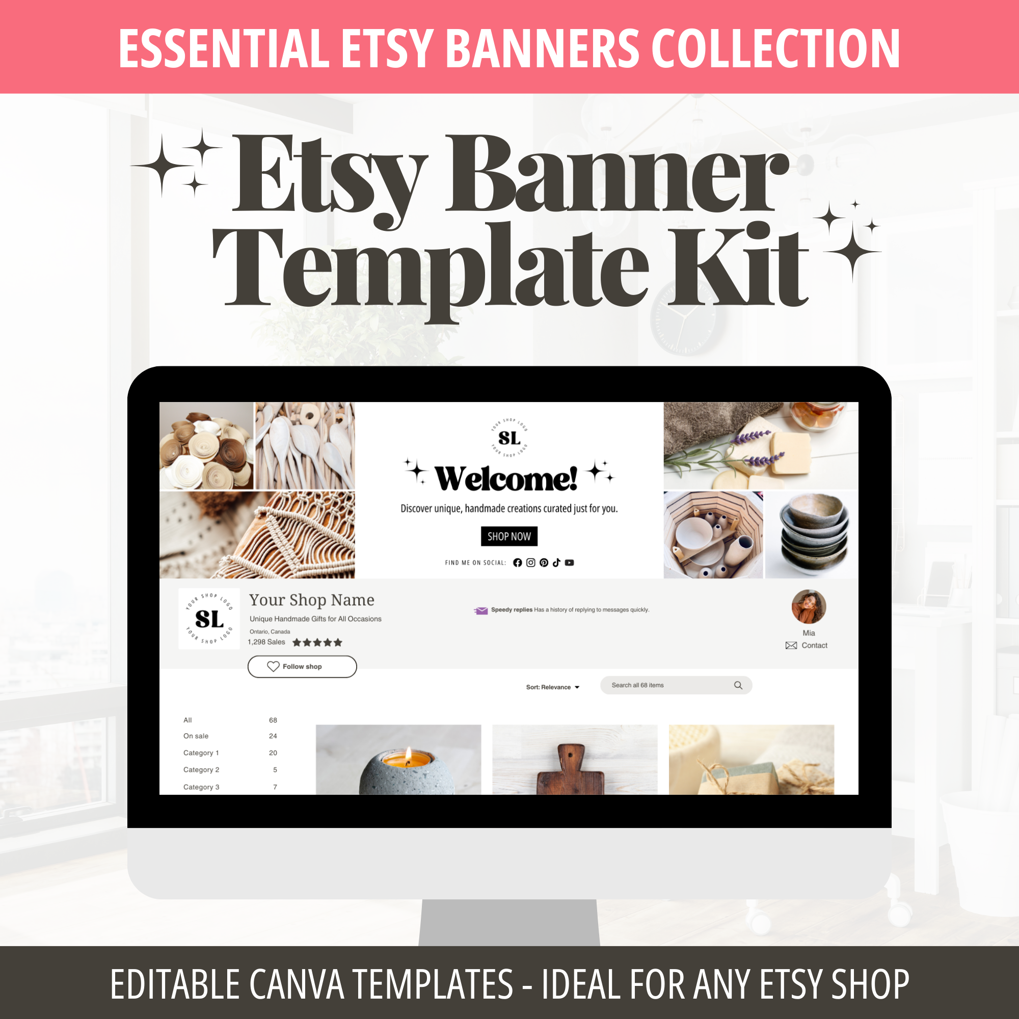 Etsy Banner Templates Etsy Shop Kit Canva Etsy Templates